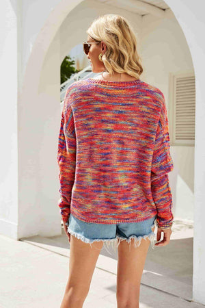 Comfy Sunday Multicolored Cable Knit Sweater - MXSTUDIO.COM