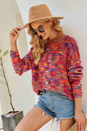 Comfy Sunday Multicolored Cable Knit Sweater - MXSTUDIO.COM