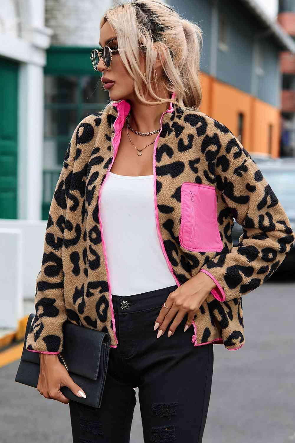 Comfy Wild Zip Up Leopard Print Jacket - MXSTUDIO.COM