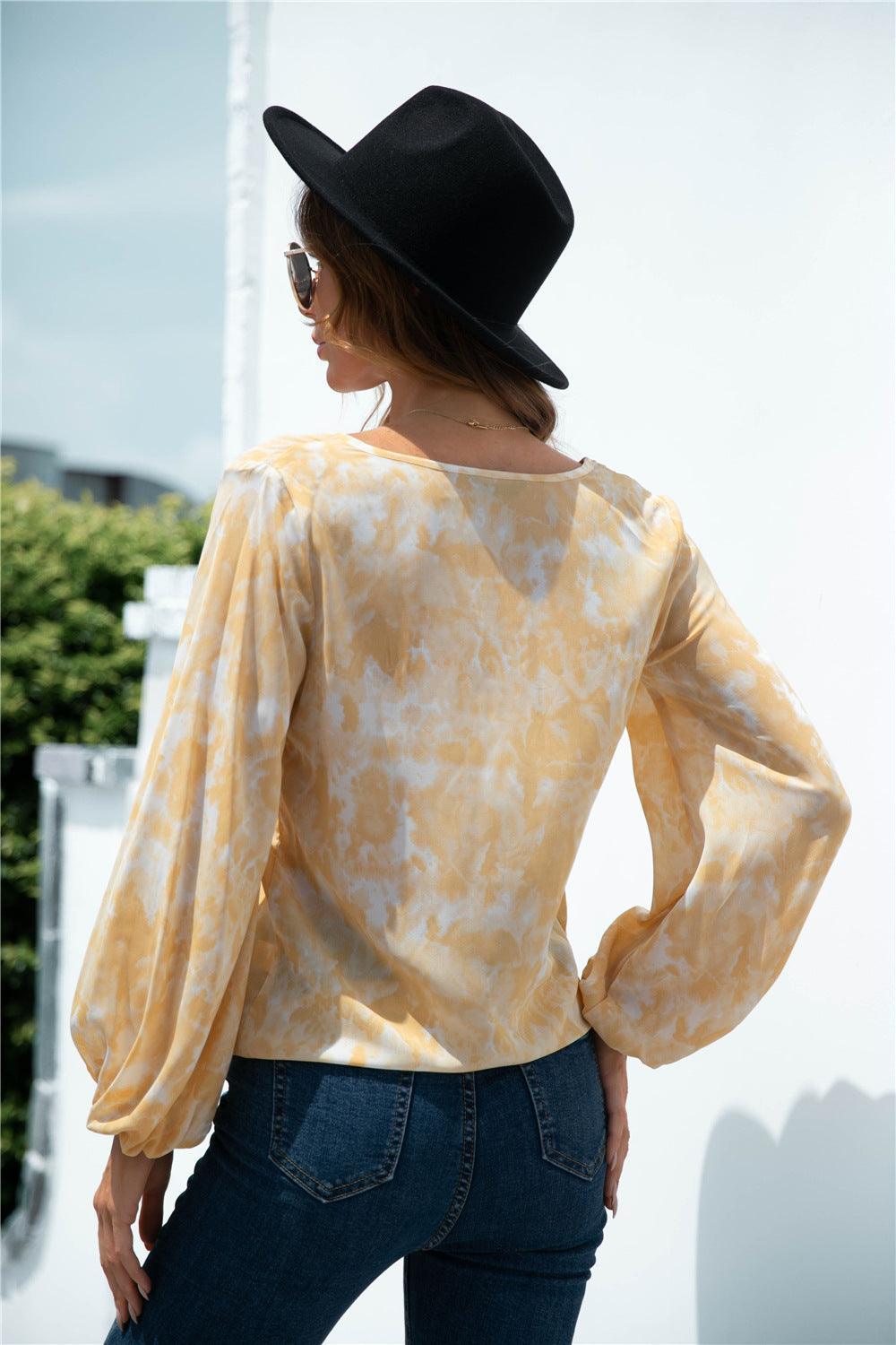 Commanding Beauty Yellow Long Sleeve Blouse - MXSTUDIO.COM