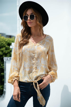 Commanding Beauty Yellow Long Sleeve Blouse - MXSTUDIO.COM