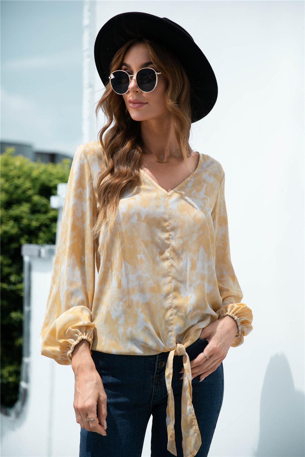 Commanding Beauty Yellow Long Sleeve Blouse - MXSTUDIO.COM