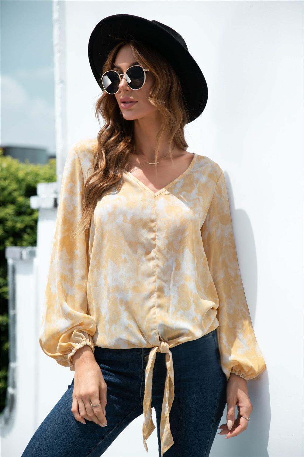 Commanding Beauty Yellow Long Sleeve Blouse - MXSTUDIO.COM