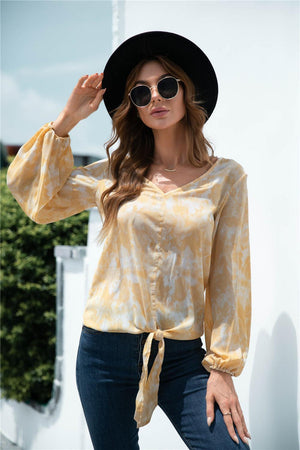 Commanding Beauty Yellow Long Sleeve Blouse - MXSTUDIO.COM