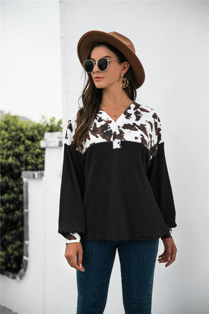 Commanding Look Black Waffle Knit Sweatshirt - MXSTUDIO.COM