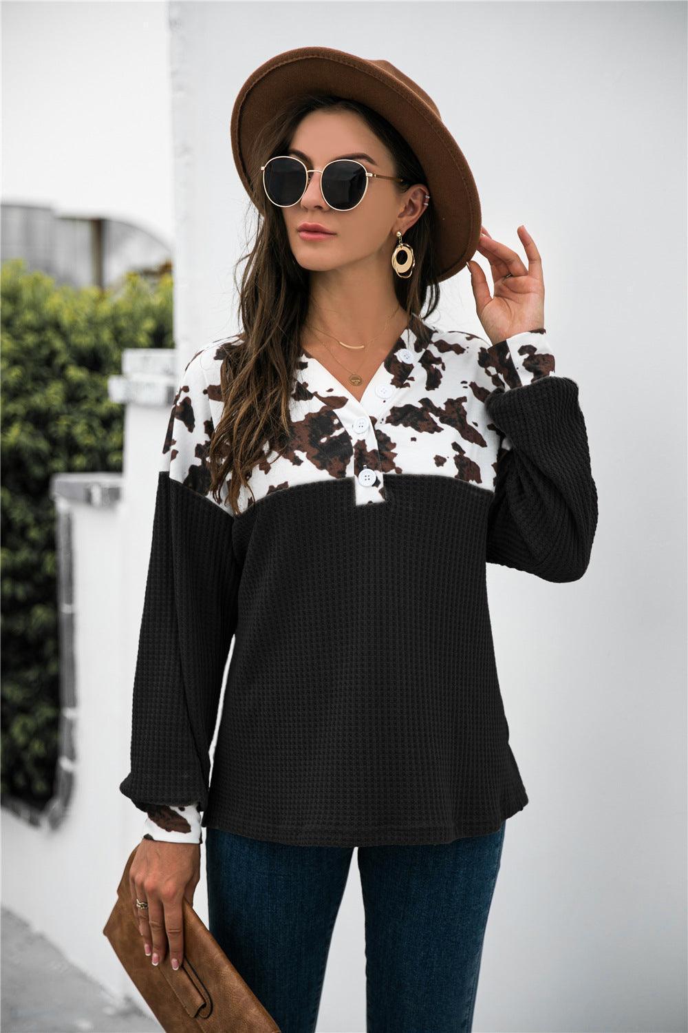 Commanding Look Black Waffle Knit Sweatshirt - MXSTUDIO.COM