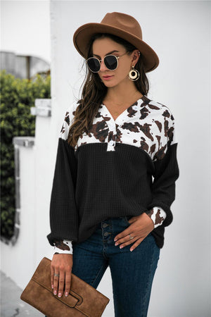 Commanding Look Black Waffle Knit Sweatshirt - MXSTUDIO.COM