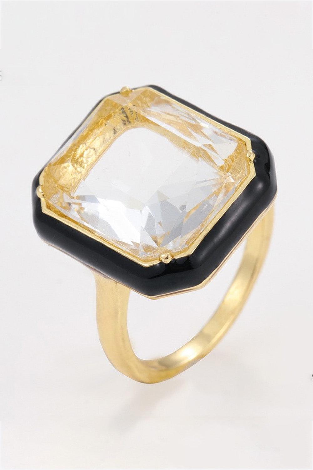 Commendable Glass Stone Contrast Copper Ring - MXSTUDIO.COM