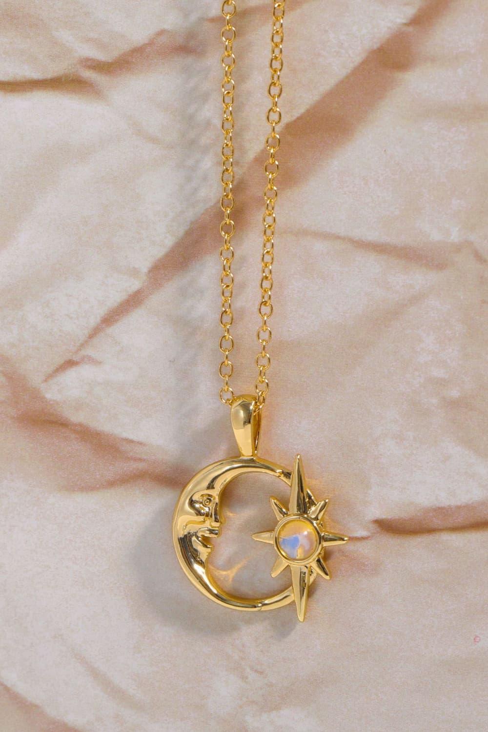 Compelling Moon And Star Pendant Copper Necklace - MXSTUDIO.COM