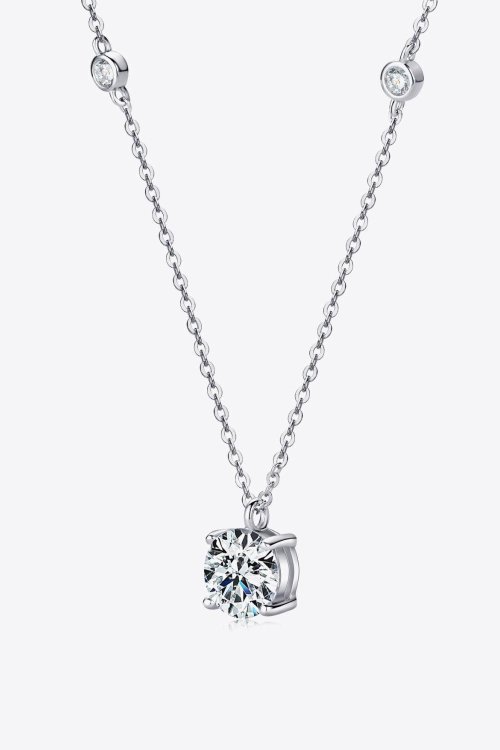 Compelling Zircon Accents 2 Carat Moissanite Necklace - MXSTUDIO.COM