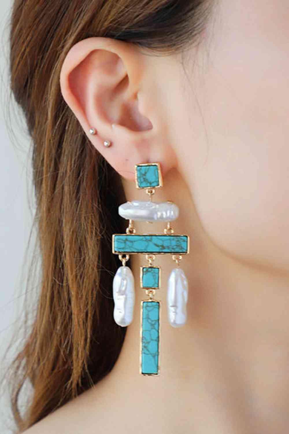 Complete Allure Alloy Turquoise Earrings-MXSTUDIO.COM