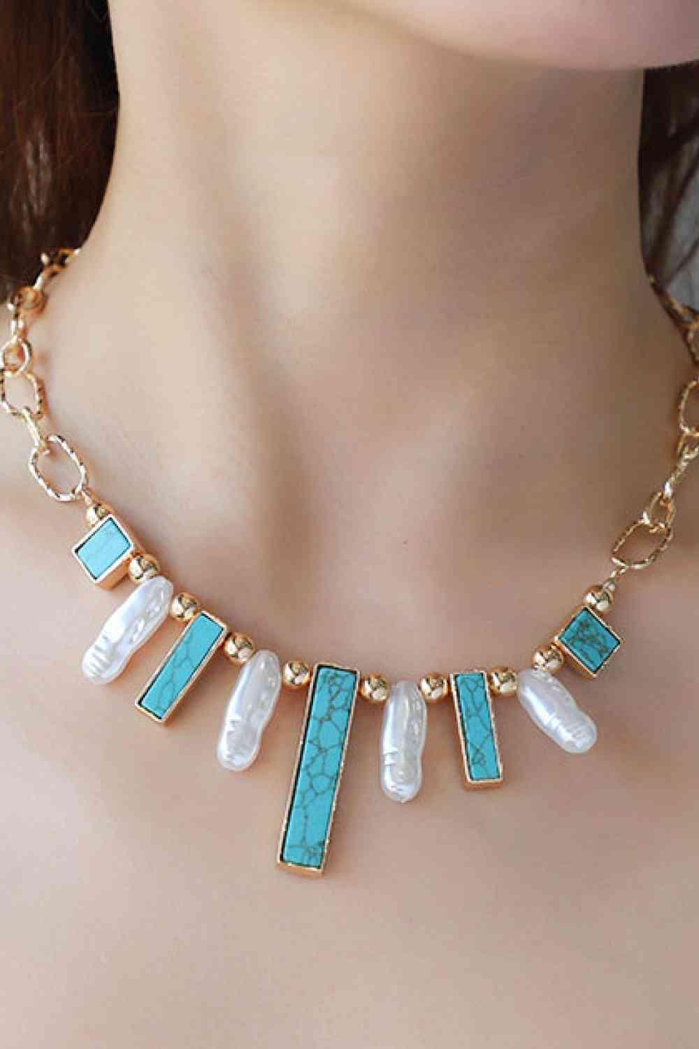 Complete Allure Alloy Turquoise Necklace-MXSTUDIO.COM