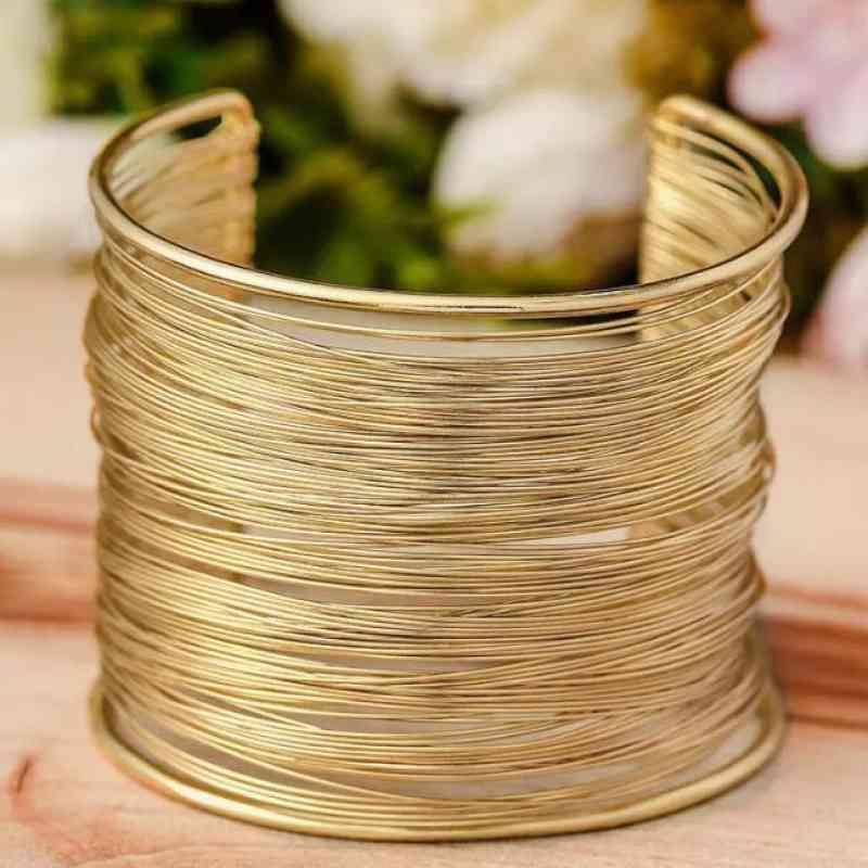 Complimented Gold Alloy Layered Cuff Bracelet-MXSTUDIO.COM