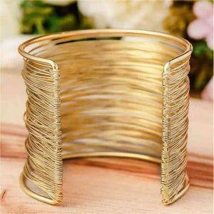 Complimented Gold Alloy Layered Cuff Bracelet-MXSTUDIO.COM