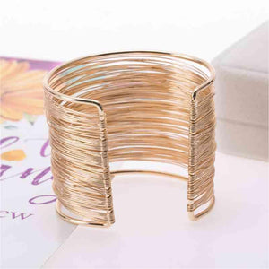 Complimented Gold Alloy Layered Cuff Bracelet-MXSTUDIO.COM