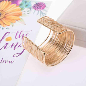 Complimented Gold Alloy Layered Cuff Bracelet-MXSTUDIO.COM