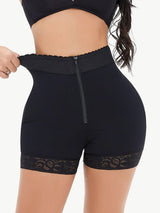 Compression Zip-Up Lace Trim Shaping Shorts - MXSTUDIO.COM