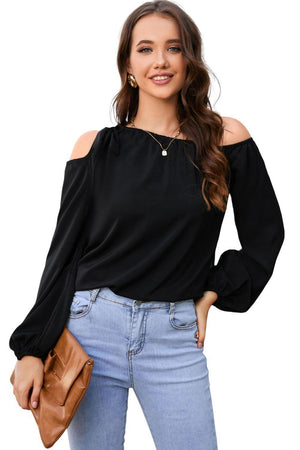 Confidence And Ease Long Sleeve Cold Shoulder Top - MXSTUDIO.COM