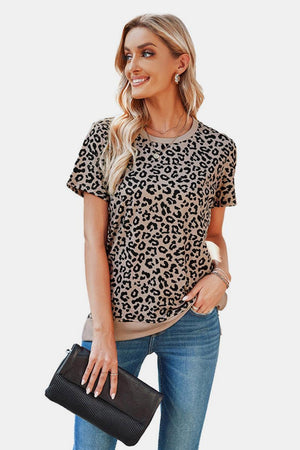 Confident Leopard Print Short Sleeve Tee - MXSTUDIO.COM