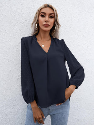 Confidently Stylish Long Sleeve Black Blouse - MXSTUDIO.COM