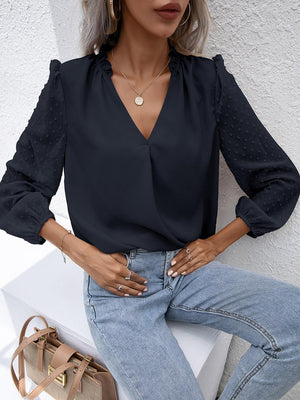 Confidently Stylish Long Sleeve Black Blouse - MXSTUDIO.COM