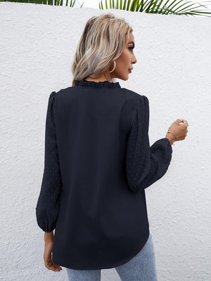 Confidently Stylish Long Sleeve Black Blouse - MXSTUDIO.COM