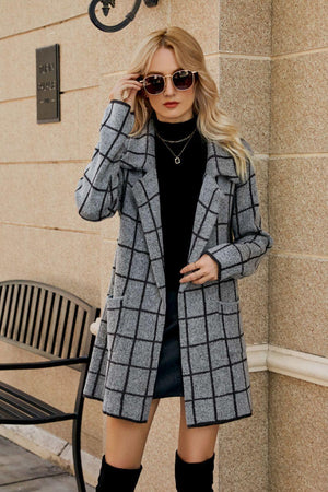 Confidently Unique Lapel Collar Printed Open Front Cardigan - MXSTUDIO.COM