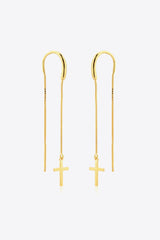 Constant Shine 925 Sterling Silver Cross Threader Earrings - MXSTUDIO.COM