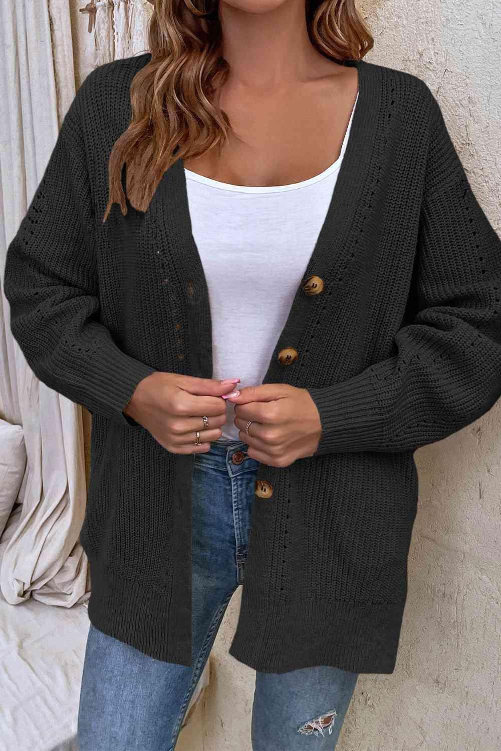 Constant Warmth Knitted Button Front Cardigan-MXSTUDIO.COM