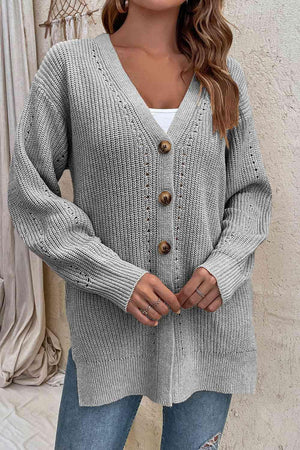 Constant Warmth Knitted Button Front Cardigan-MXSTUDIO.COM