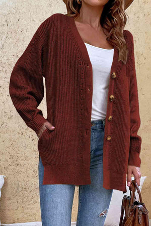 Constant Warmth Knitted Button Front Cardigan-MXSTUDIO.COM