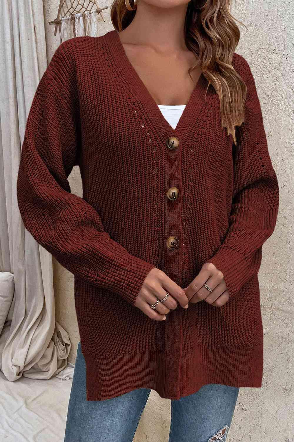 Constant Warmth Knitted Button Front Cardigan-MXSTUDIO.COM