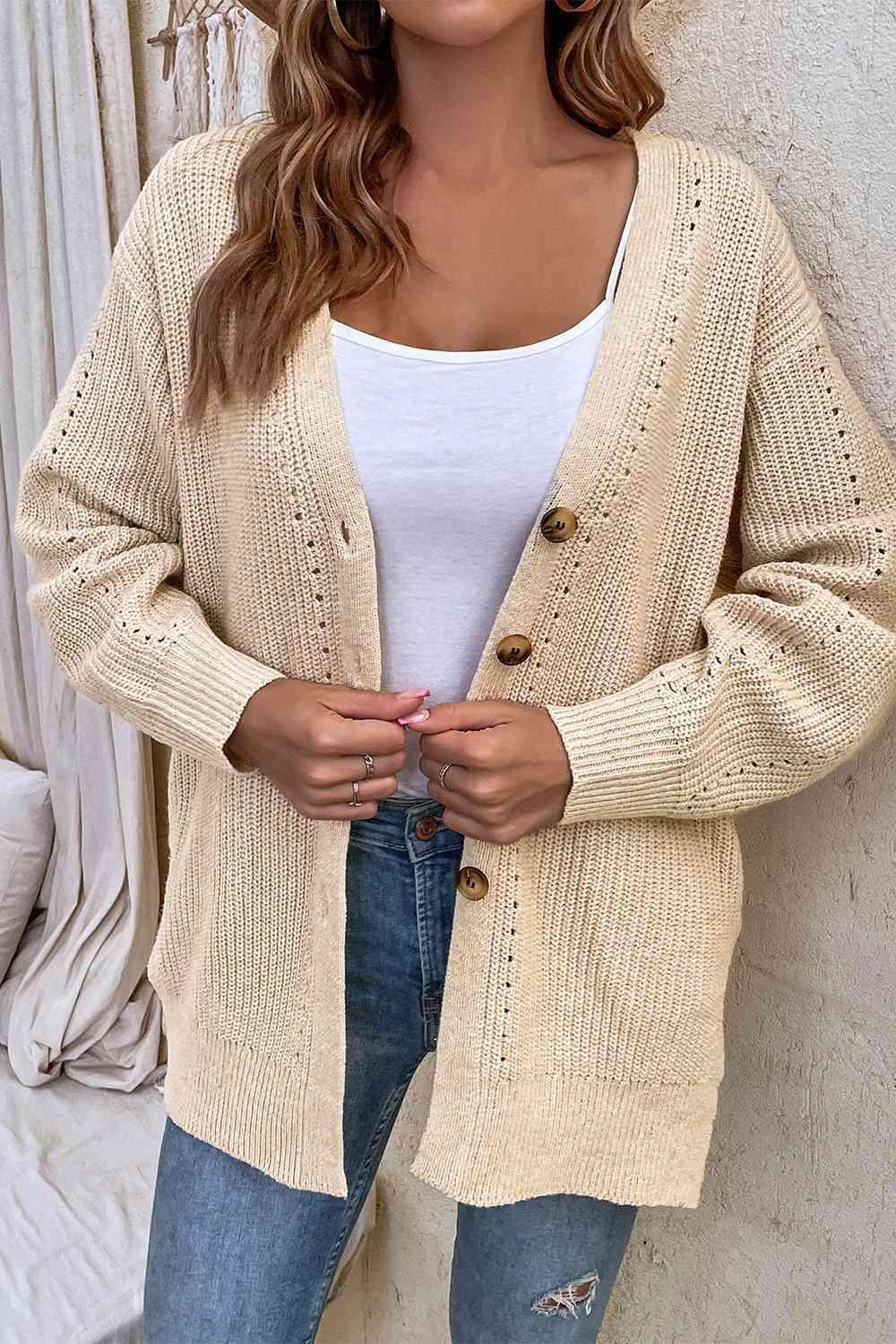 Constant Warmth Knitted Button Front Cardigan-MXSTUDIO.COM