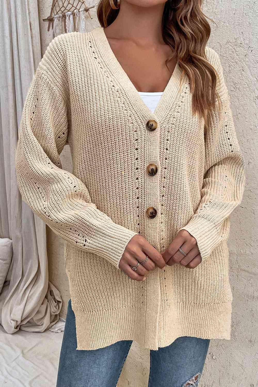 Constant Warmth Knitted Button Front Cardigan-MXSTUDIO.COM