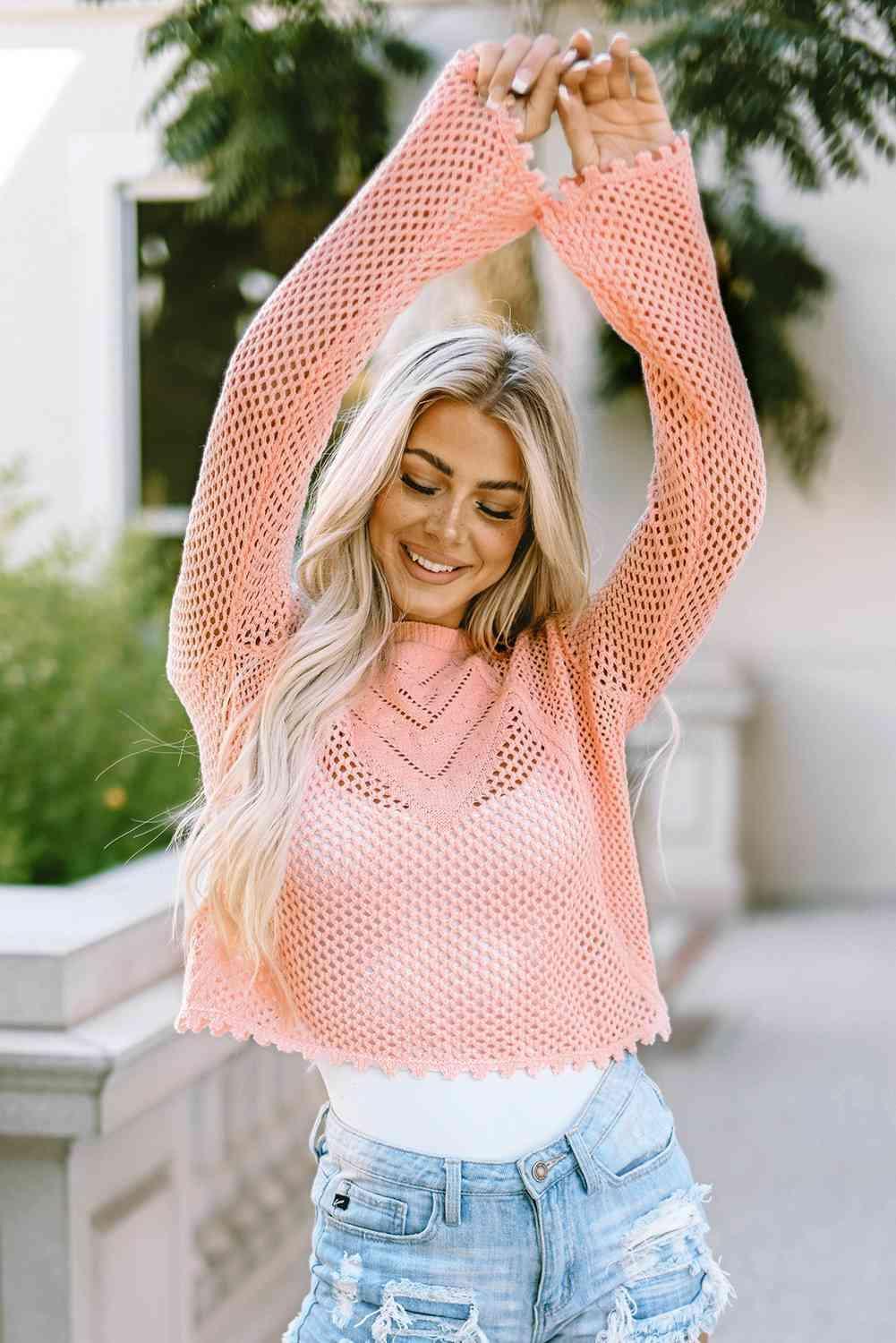 Contagious Charm Long Sleeve Open Knit Top - MXSTUDIO.COM