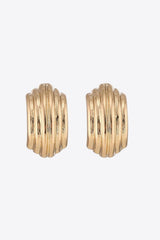 Contemporary Charm Ribbed Gold Copper Earrings - MXSTUDIO.COM