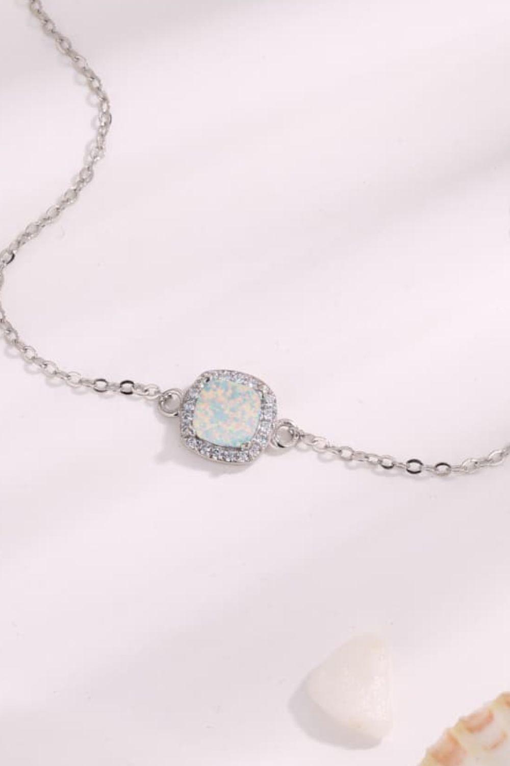 Contemporary Platinum-Plated Opal Bracelet Sterling Silver - MXSTUDIO.COM