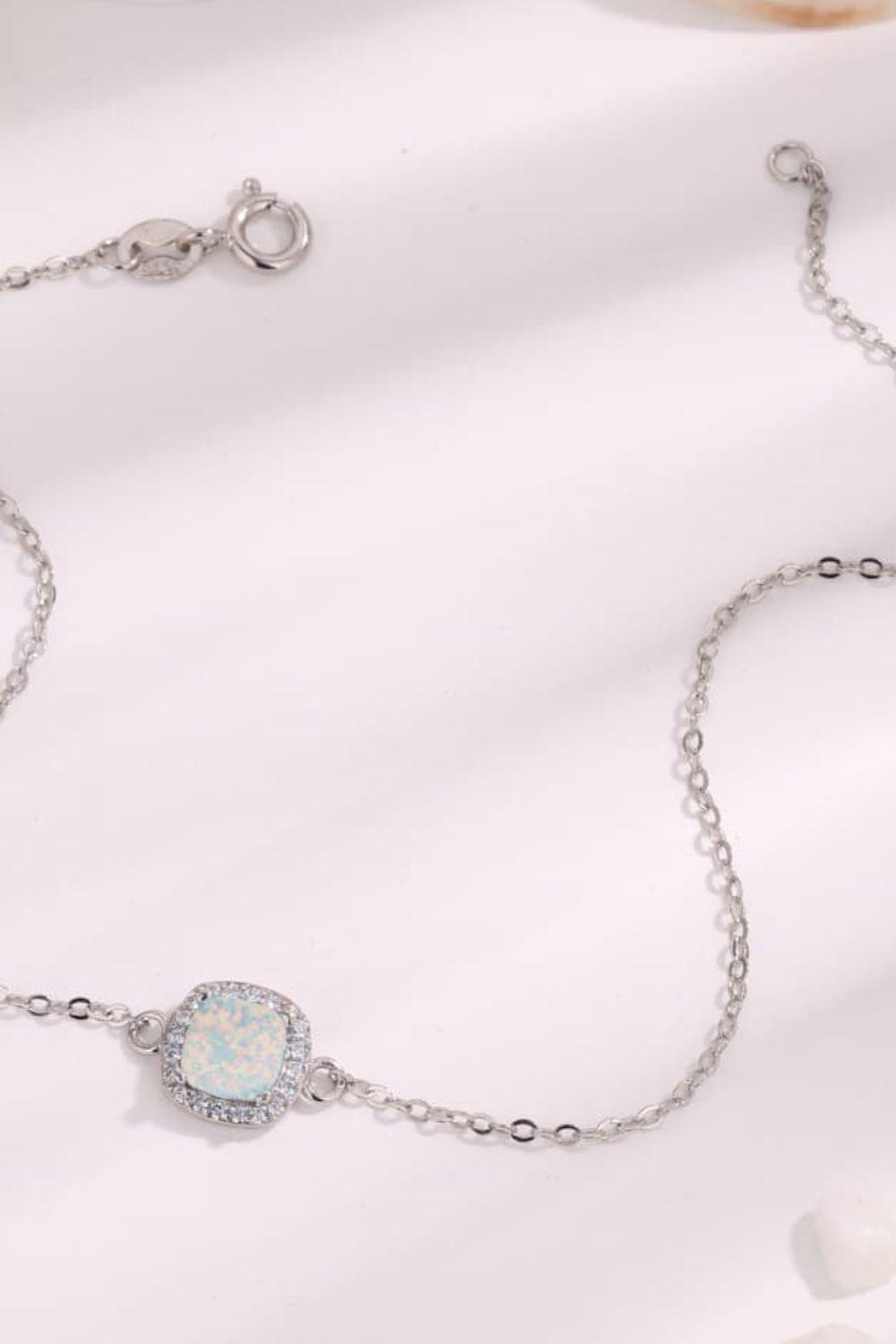 Contemporary Platinum-Plated Opal Bracelet Sterling Silver - MXSTUDIO.COM