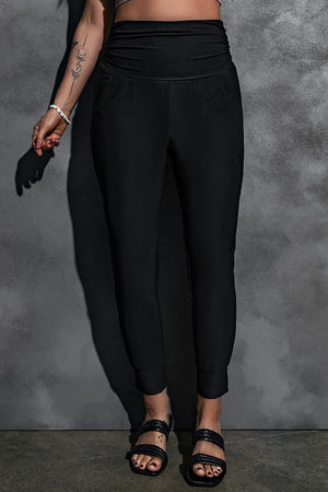 Contented Wide Waistband High Waist Joggers - MXSTUDIO.COM