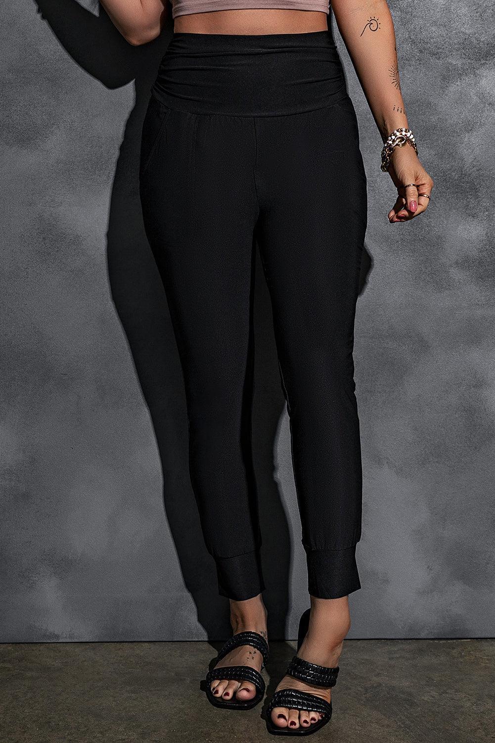 Contented Wide Waistband High Waist Joggers - MXSTUDIO.COM