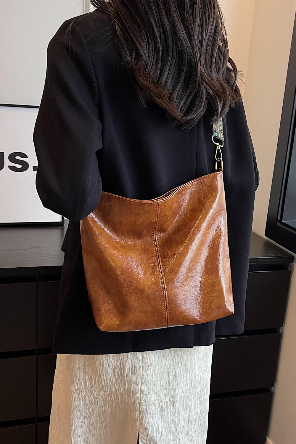 Contrast PU Leather Women Medium Size Shoulder Bag - MXSTUDIO.COM