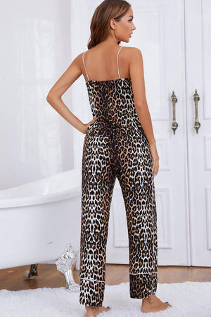 Contrast Piping Scoop Neck Cami And Pants Set - MXSTUDIO.COM