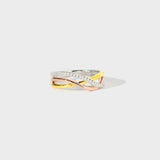 a yellow and white gold ring with diamonds