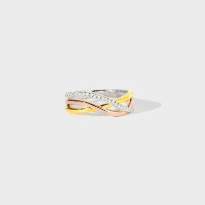 a yellow and white gold ring with diamonds