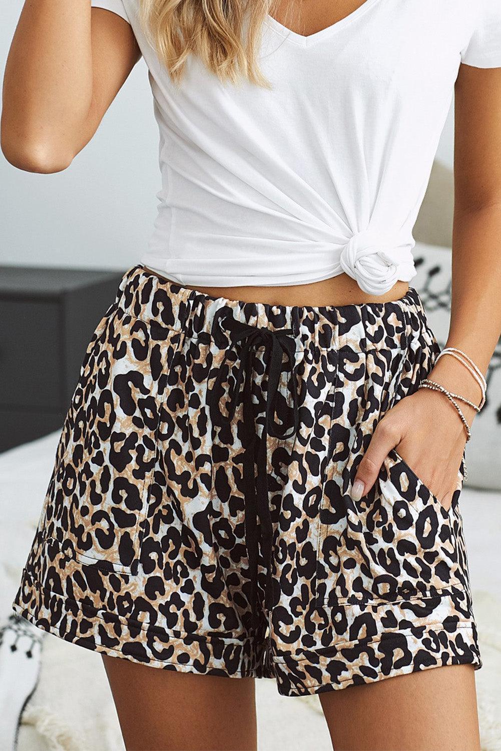 Conveniently Chic Elastic Waist Leopard Print Shorts - MXSTUDIO.COM