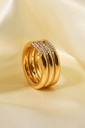 Triple-Layered Rhinestone Ring - MXSTUDIO.COM