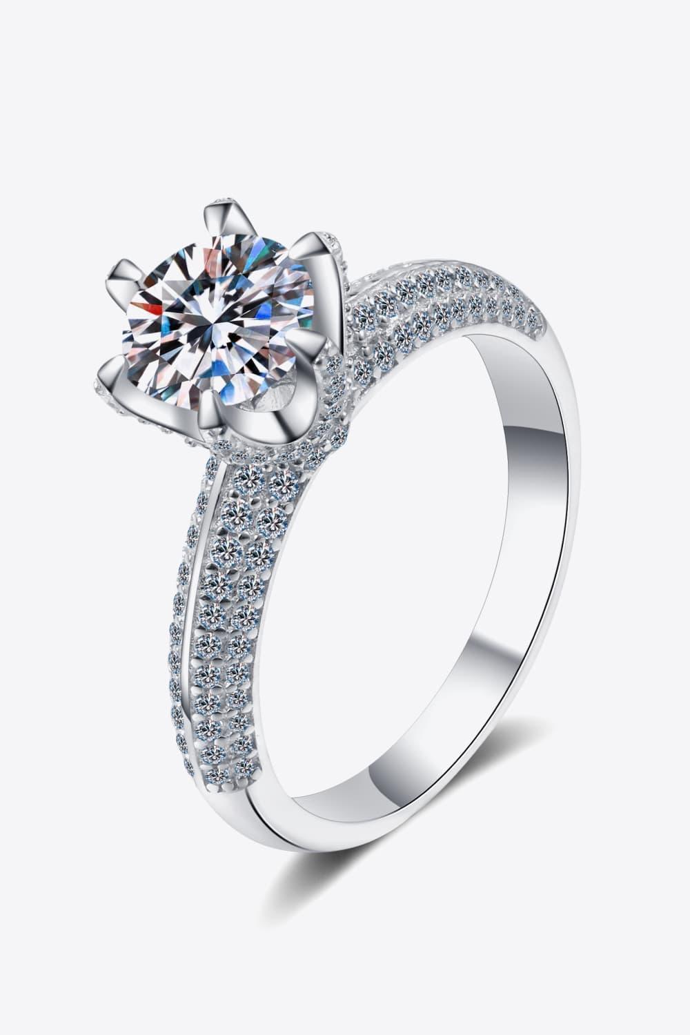 Convincing Sterling Silver 2 Carat Moissanite Ring - MXSTUDIO.COM