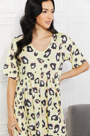 Cool As Cucumber V Neck Animal Print Mini Dress - MXSTUDIO.COM