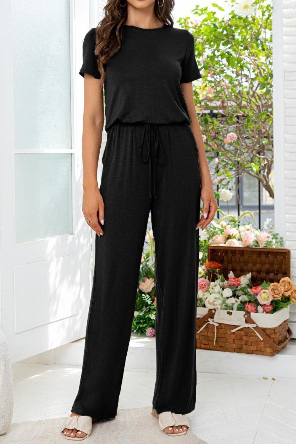 Cool As Cucumber Wide Leg Short Sleeve Jumpsuit - MXSTUDIO.COM