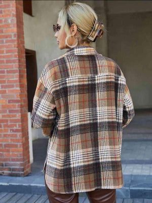 Cool Chic Button Down Plaid Shirt Jacket - MXSTUDIO.COM